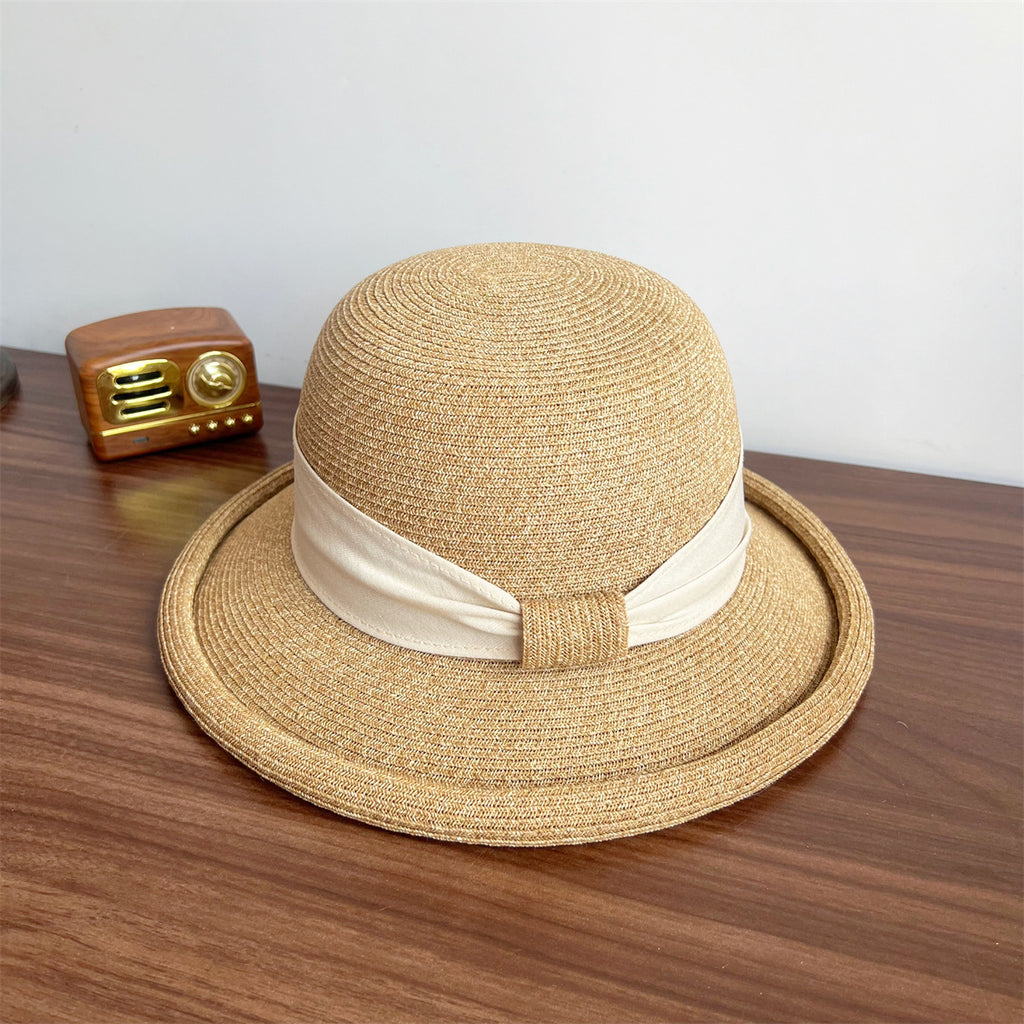 Bow Curling French Straw Hat