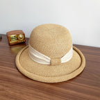 Bow Curling French Straw Hat