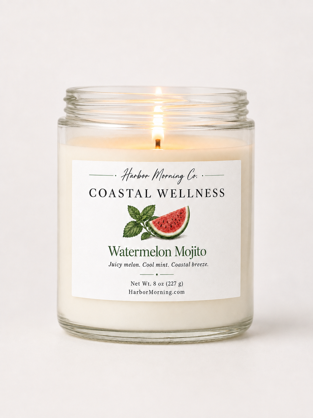 Watermelon Mojito Coastal Wellness soy candle by Harbor Morning Co.