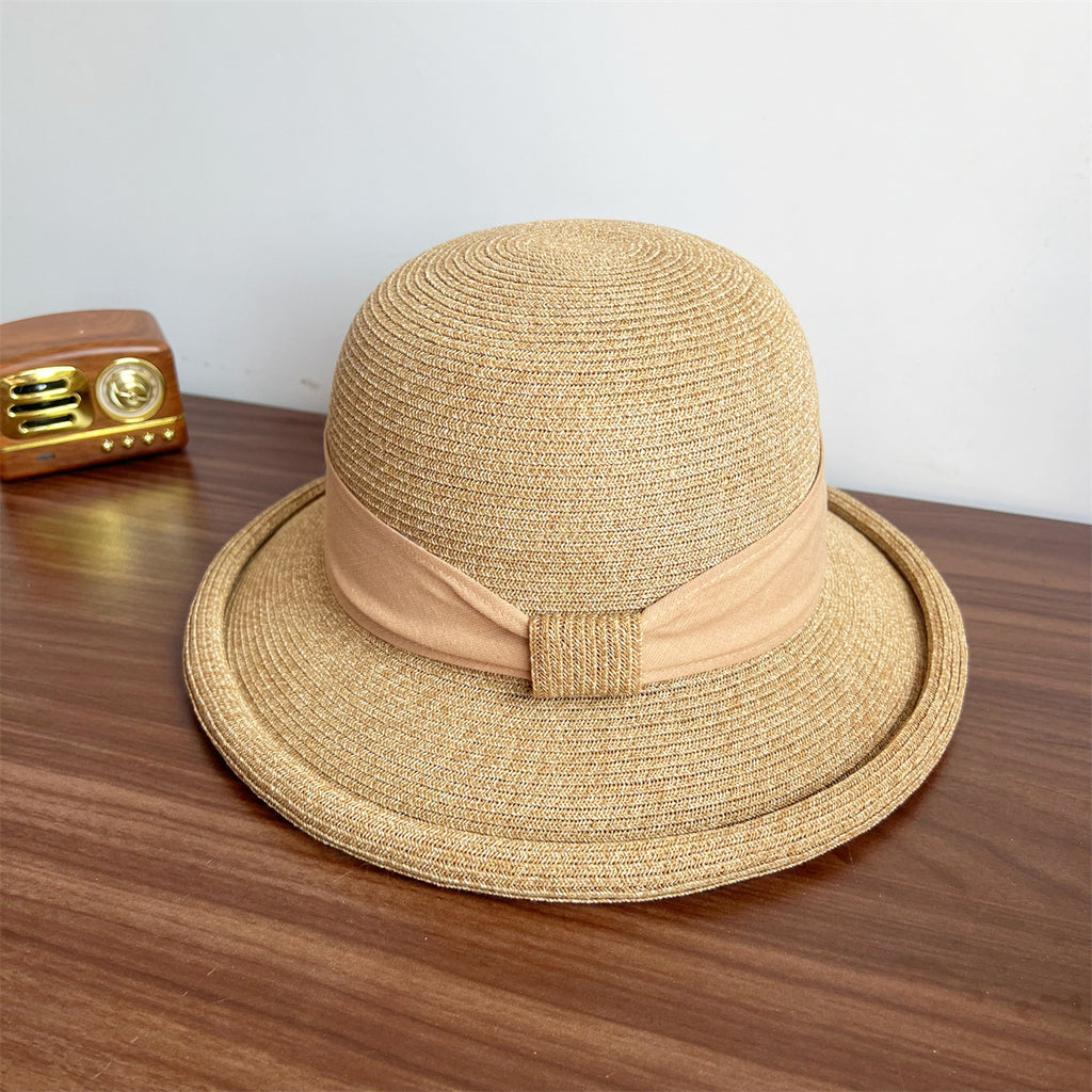 Bow Curling French Straw Hat