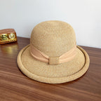 Bow Curling French Straw Hat