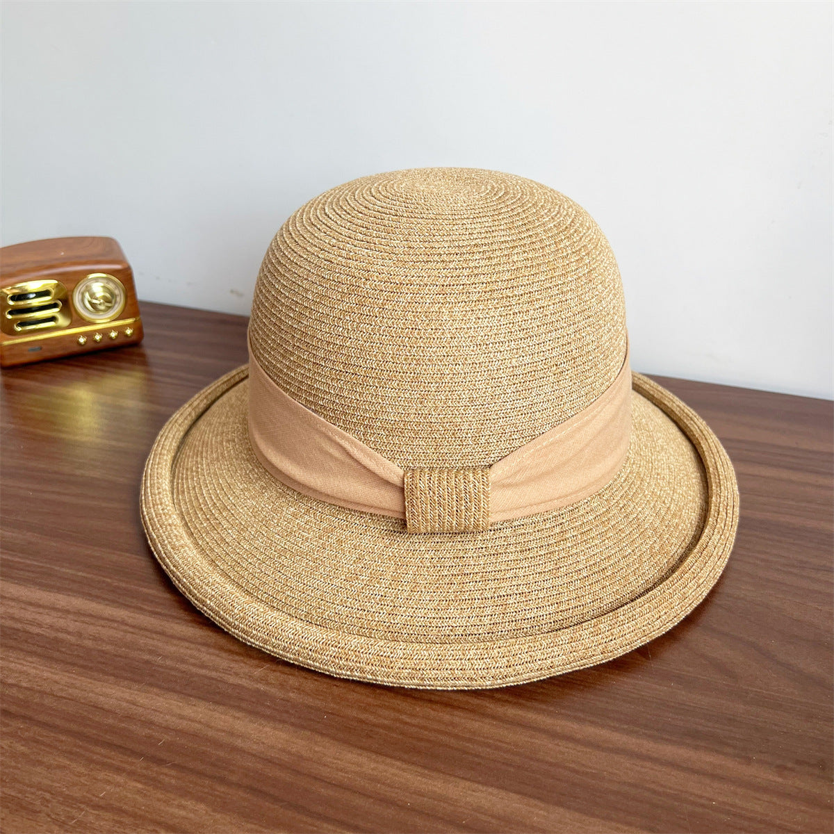 Bow Curling French Straw Hat