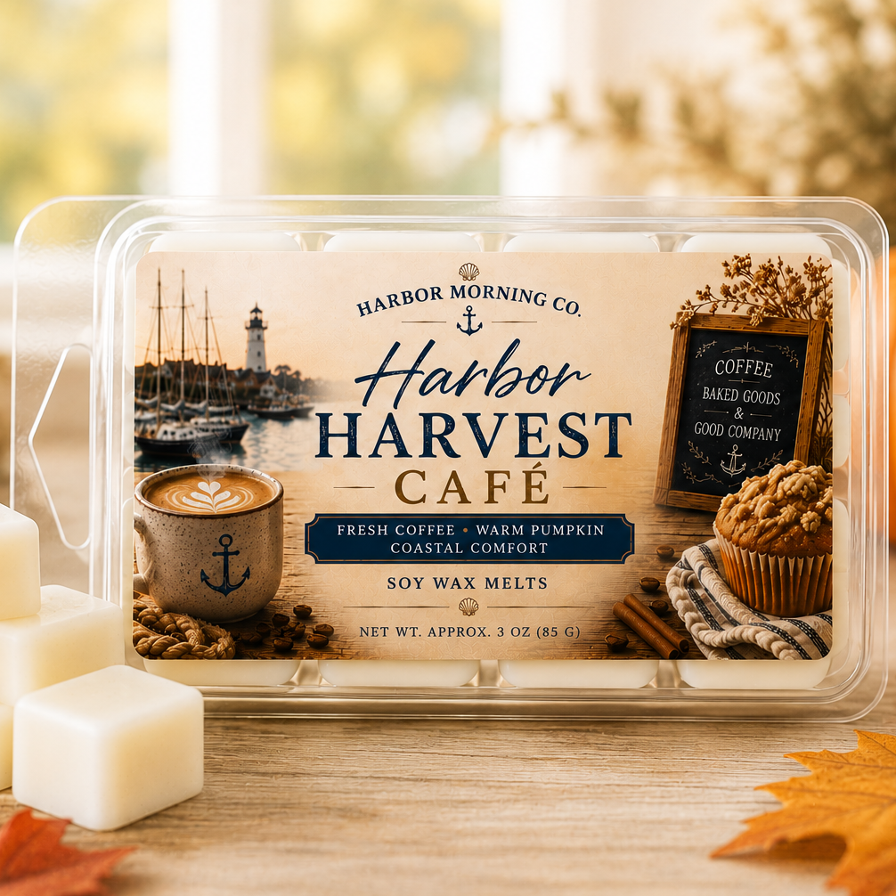 Harbor Harvest Cafe wax melts with pumpkin and coffee fall fragrance