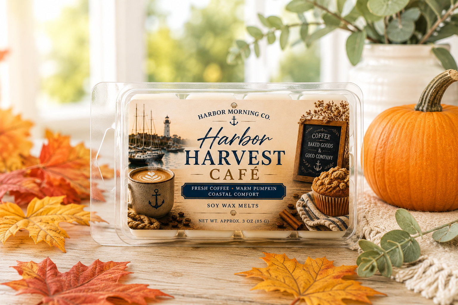 Harbor Harvest Cafe Soy Wax Melts | Cozy Coffee & Pumpkin Fall Fragrance