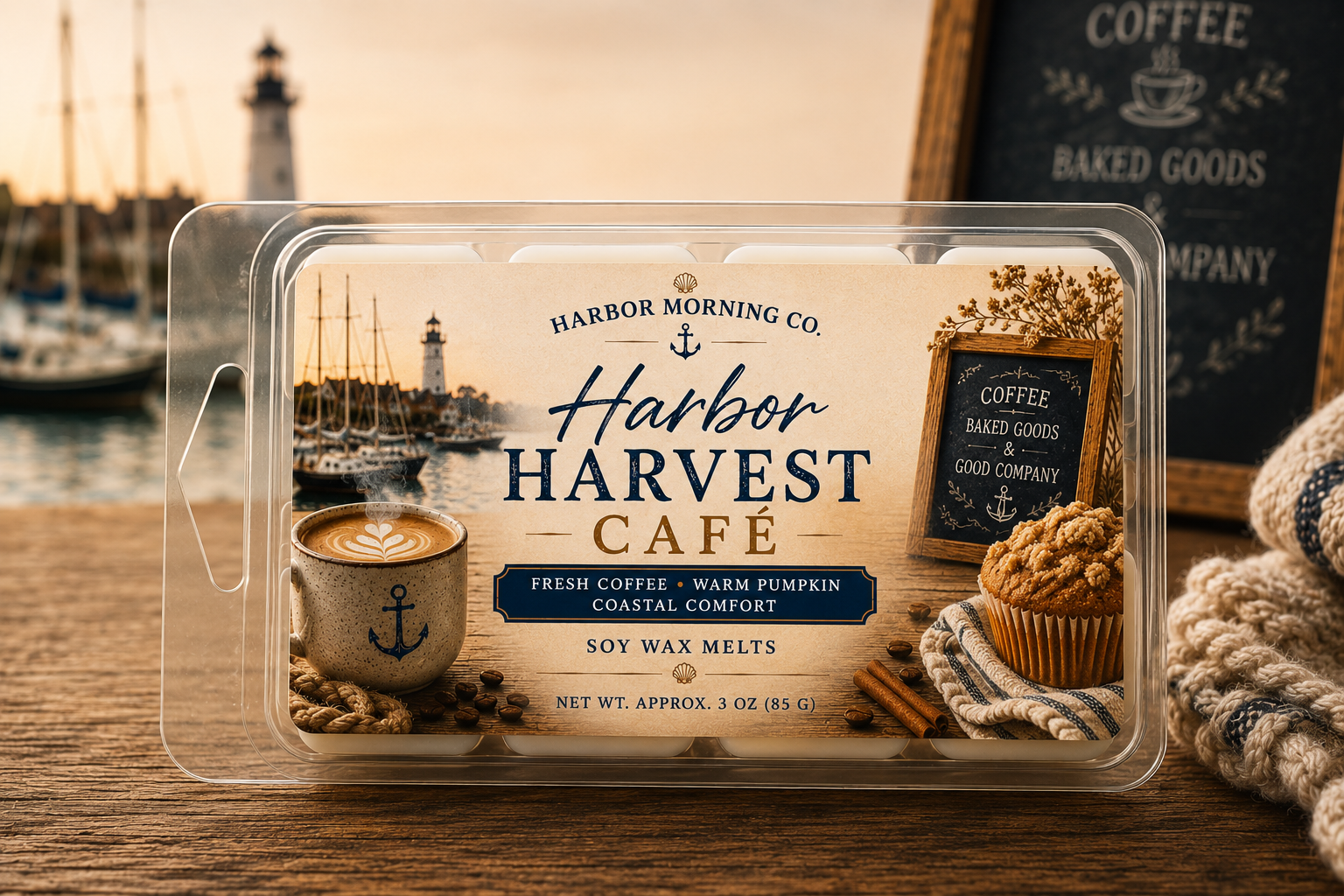 Harbor Harvest Cafe Soy Wax Melts | Cozy Coffee & Pumpkin Fall Fragrance