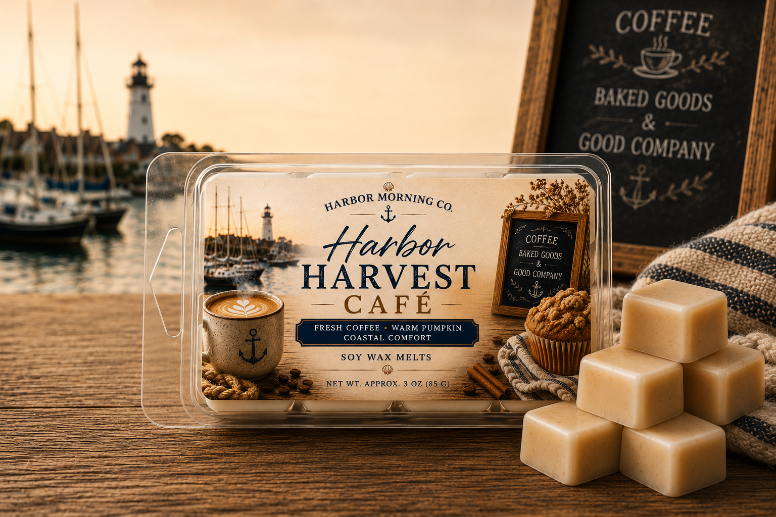 Harbor Harvest Cafe Soy Wax Melts | Cozy Coffee & Pumpkin Fall Fragrance