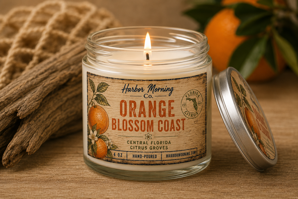 Orange Blossom Coast Candle – Florida Citrus Grove Scent | 4 oz Hand-Poured Soy Candle