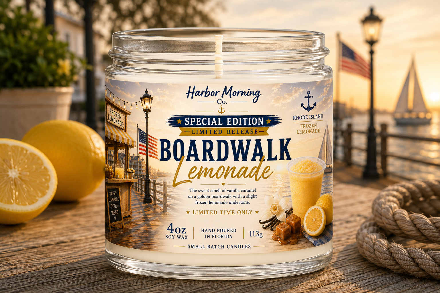 Boardwalk Lemonade™ | Limited Release Coastal Soy Candle | Newport Summer Inspired | 4 oz Soy Candle (Copy)