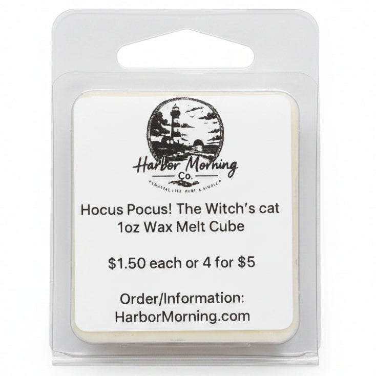 Hocus Pocus! The Witch's Cat 1 oz wax melt cube by Harbor Morning Co.