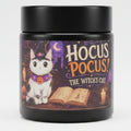 Hocus Pocus The Witch's Cat 4 oz Halloween candle in matte black jar by Harbor Morning Co.