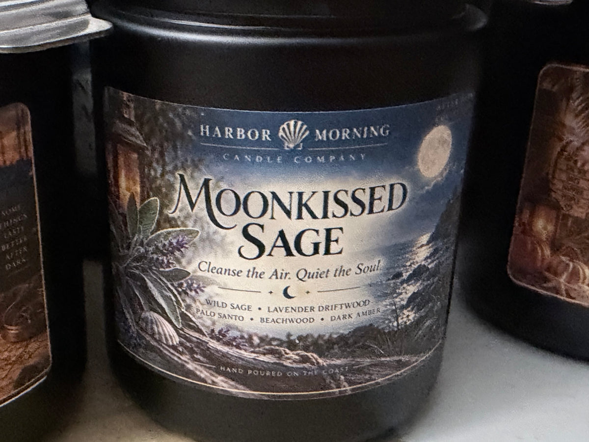 Moonkissed Sage 8 oz candle in matte black jar