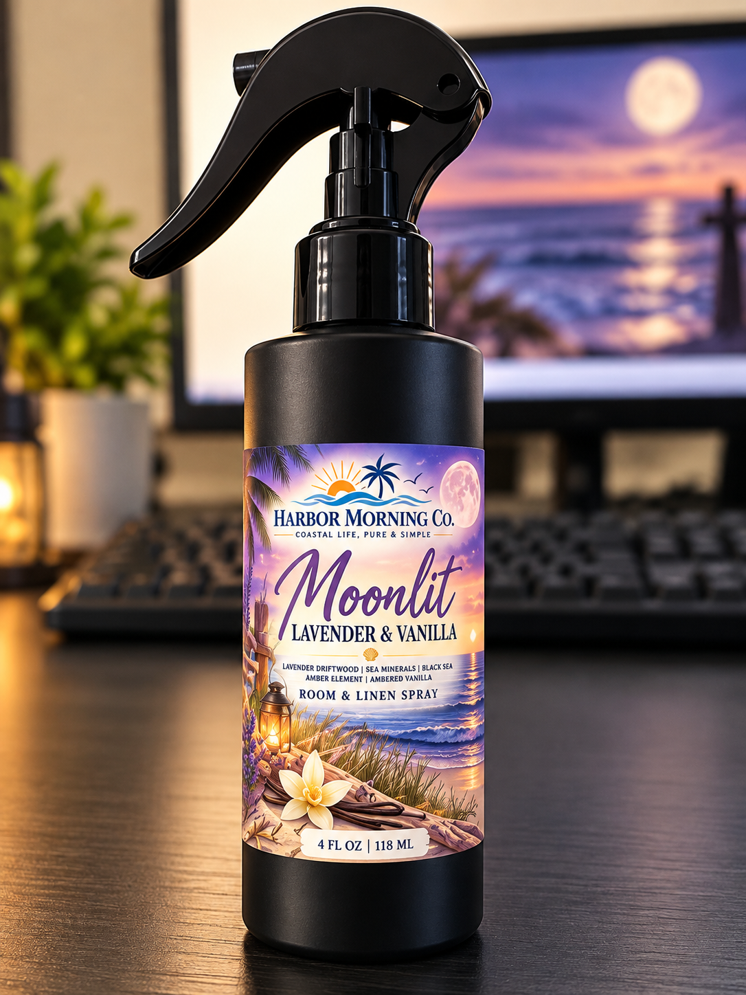 Harbor Morning Co. Moonlit Lavender & Vanilla 4 oz Room and Linen Spray