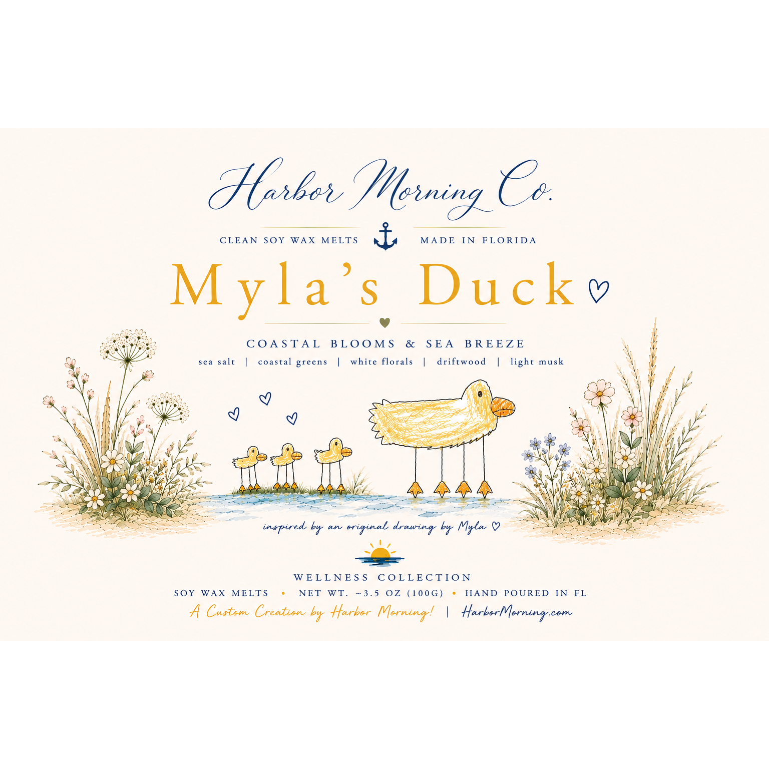 Myla's Duck scented soy wax melts by Harbor Morning Co.
