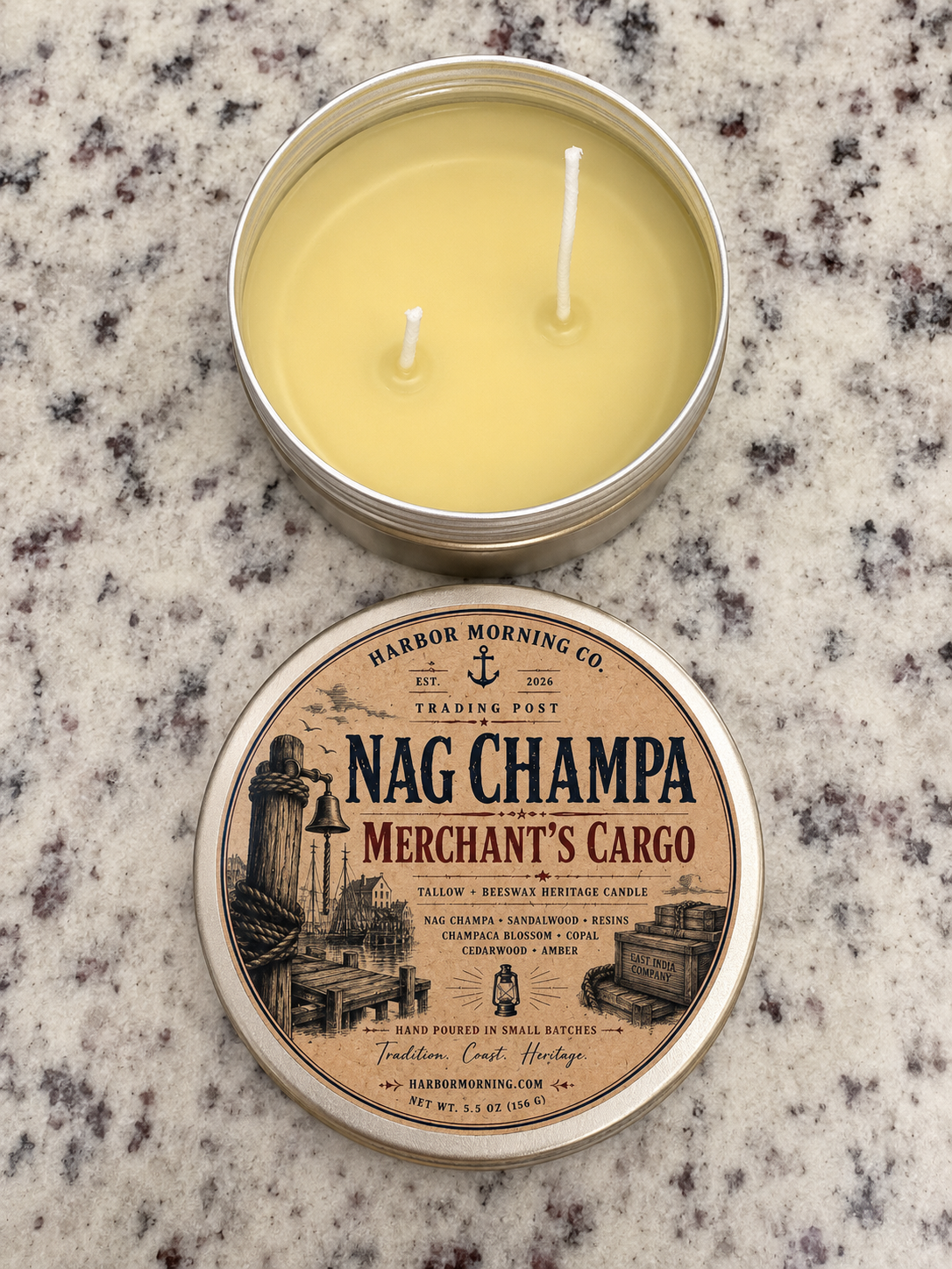Merchant's Cargo | Nag Champa Tallow & Beeswax Candle