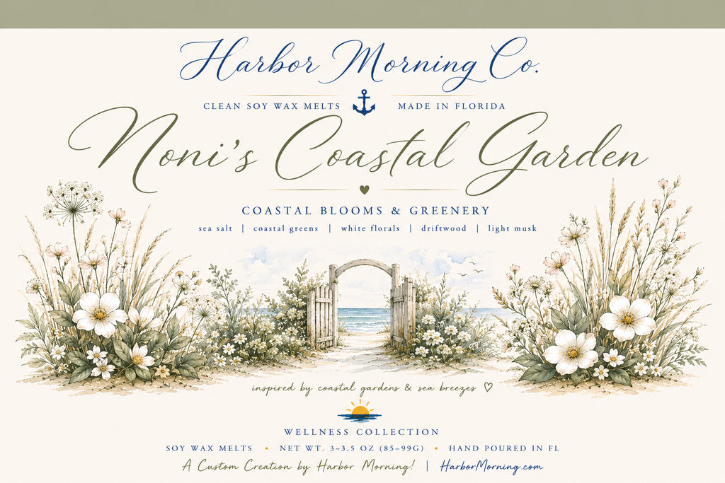 Noni's Coastal Garden scented wax melts by Harbor Morning Co.