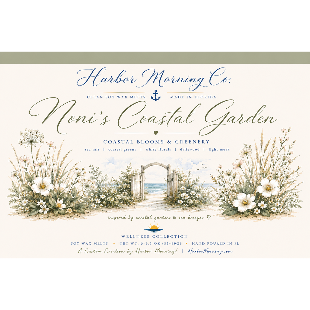Noni's Coastal Garden scented wax melts by Harbor Morning Co.