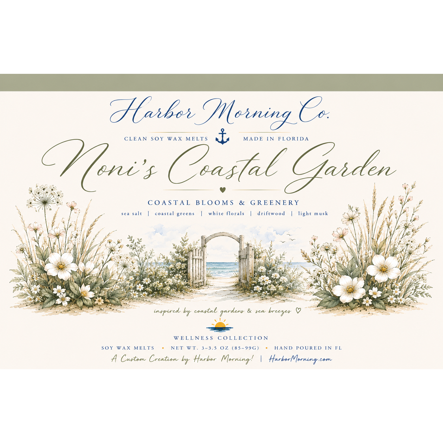 Noni's Coastal Garden scented wax melts by Harbor Morning Co.