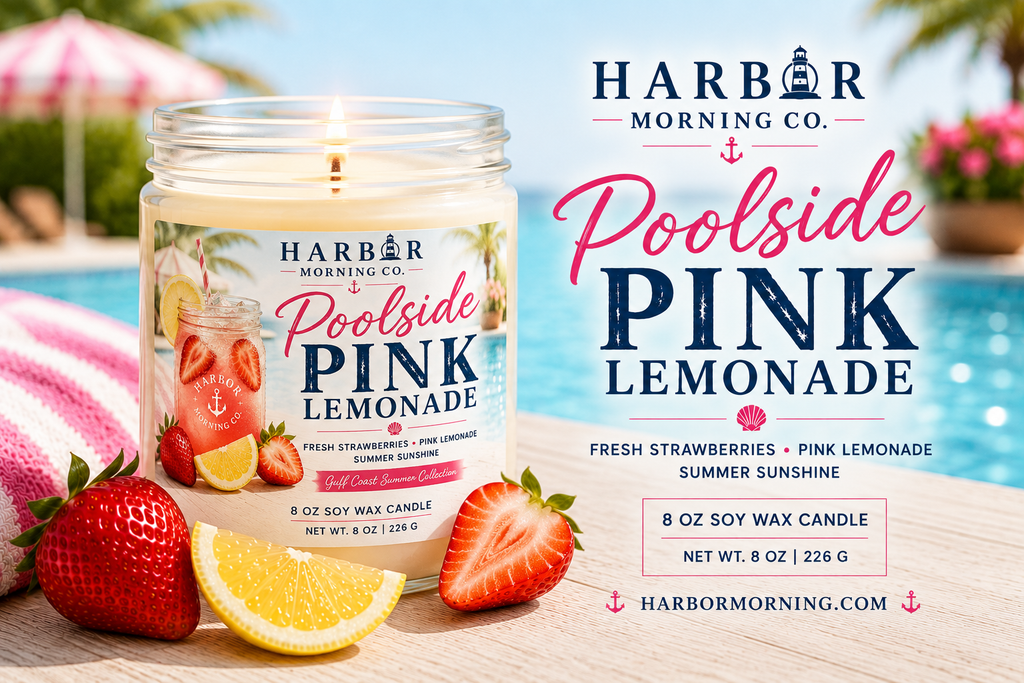 Poolside Pink Lemonade | Hand-Poured Coastal Soy Candle 8oz
