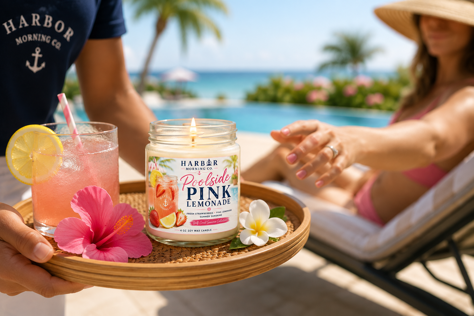 Poolside Pink Lemonade | Hand-Poured Coastal Soy Candle 4oz