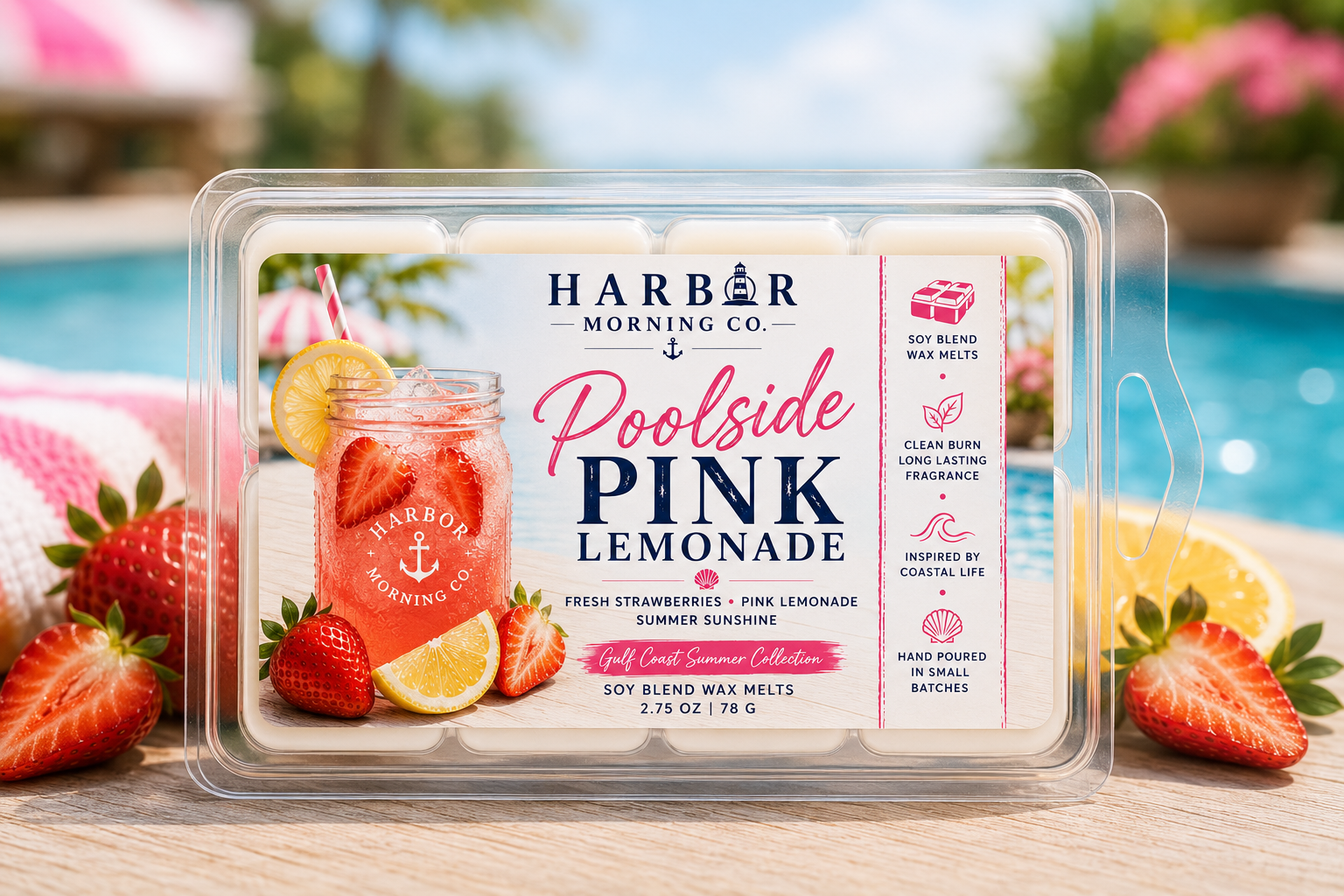 Poolside Pink Lemonade | Hand-Poured Coastal Soy Wax Melts