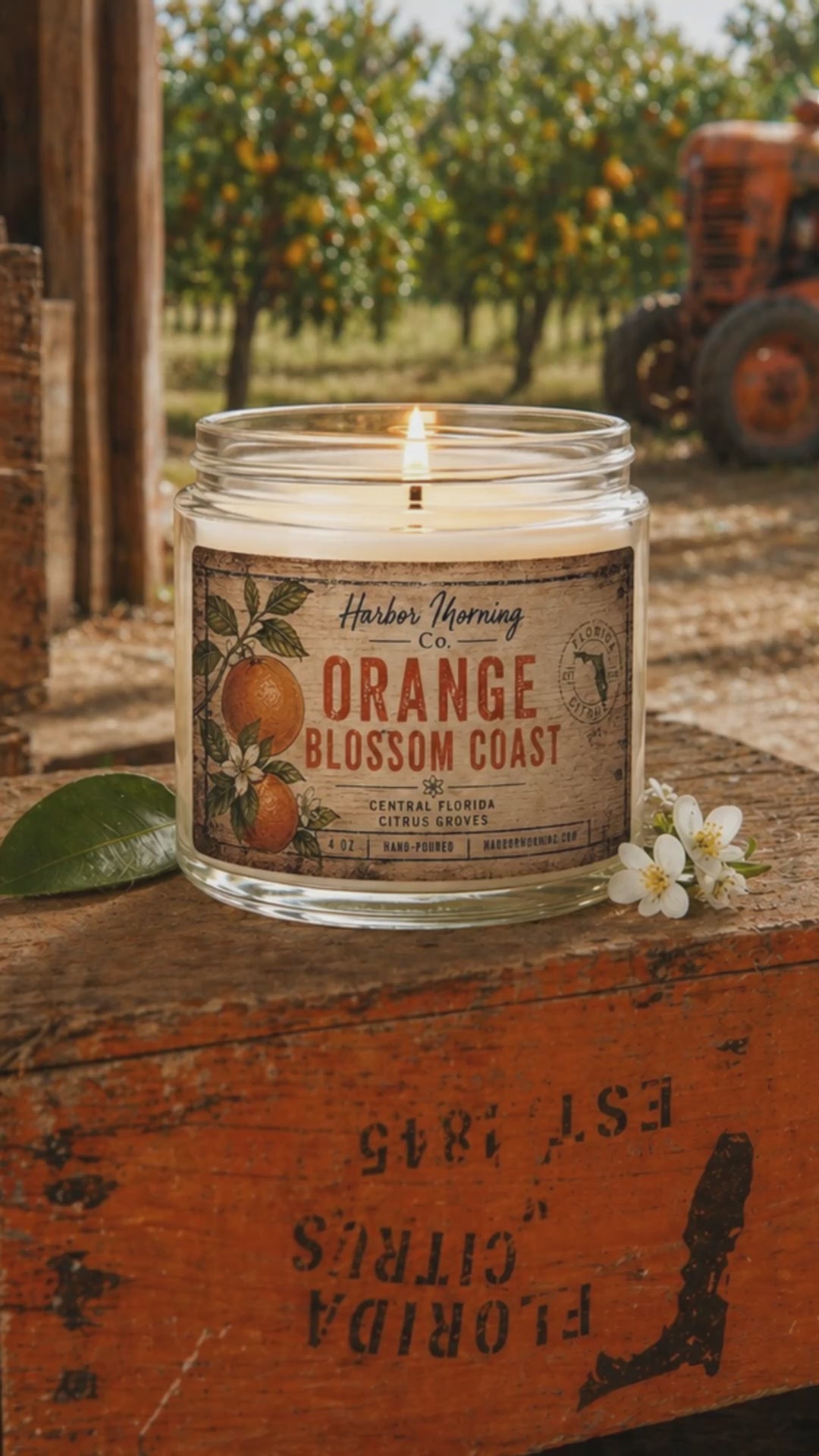 Orange Blossom Coast Candle – Florida Citrus Grove Scent | 4 oz Hand-Poured Soy Candle