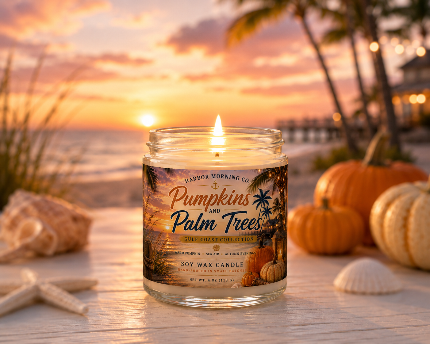 Pumpkins & Palm Trees | Hand-Poured Coastal 8oz Soy Candle (Copy)