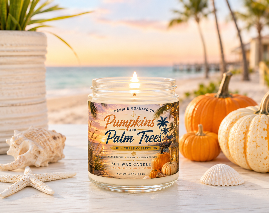 Pumpkins & Palm Trees | Hand-Poured Coastal 8oz Soy Candle (Copy)