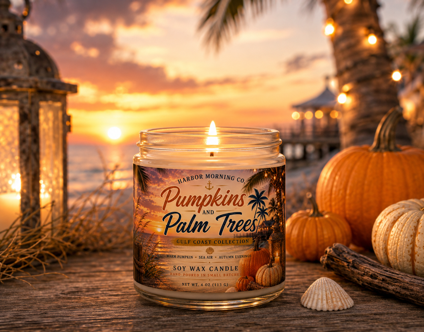 Pumpkins & Palm Trees | Hand-Poured Coastal 8oz Soy Candle (Copy)