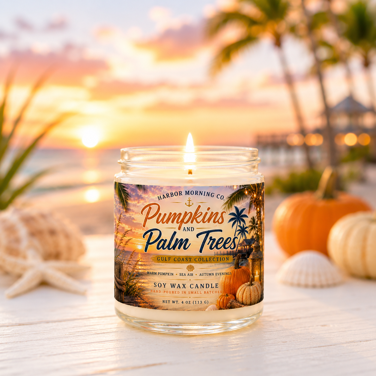 Pumpkins & Palm Trees | Hand-Poured Coastal 8oz Soy Candle (Copy)