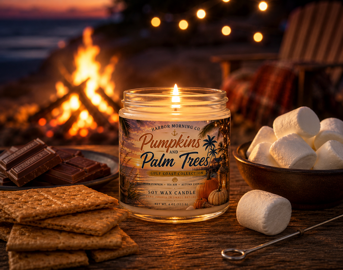 Pumpkins & Palm Trees | Hand-Poured Coastal 8oz Soy Candle (Copy)