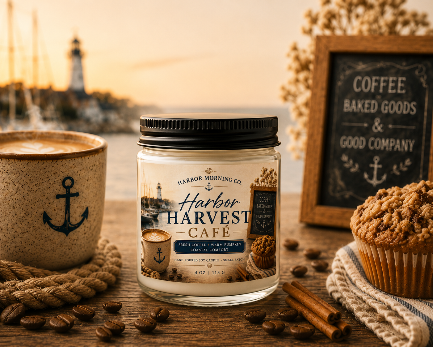 Harbor Harvest Café | Pumpkin & Fresh Coffee 4oz Soy Candle