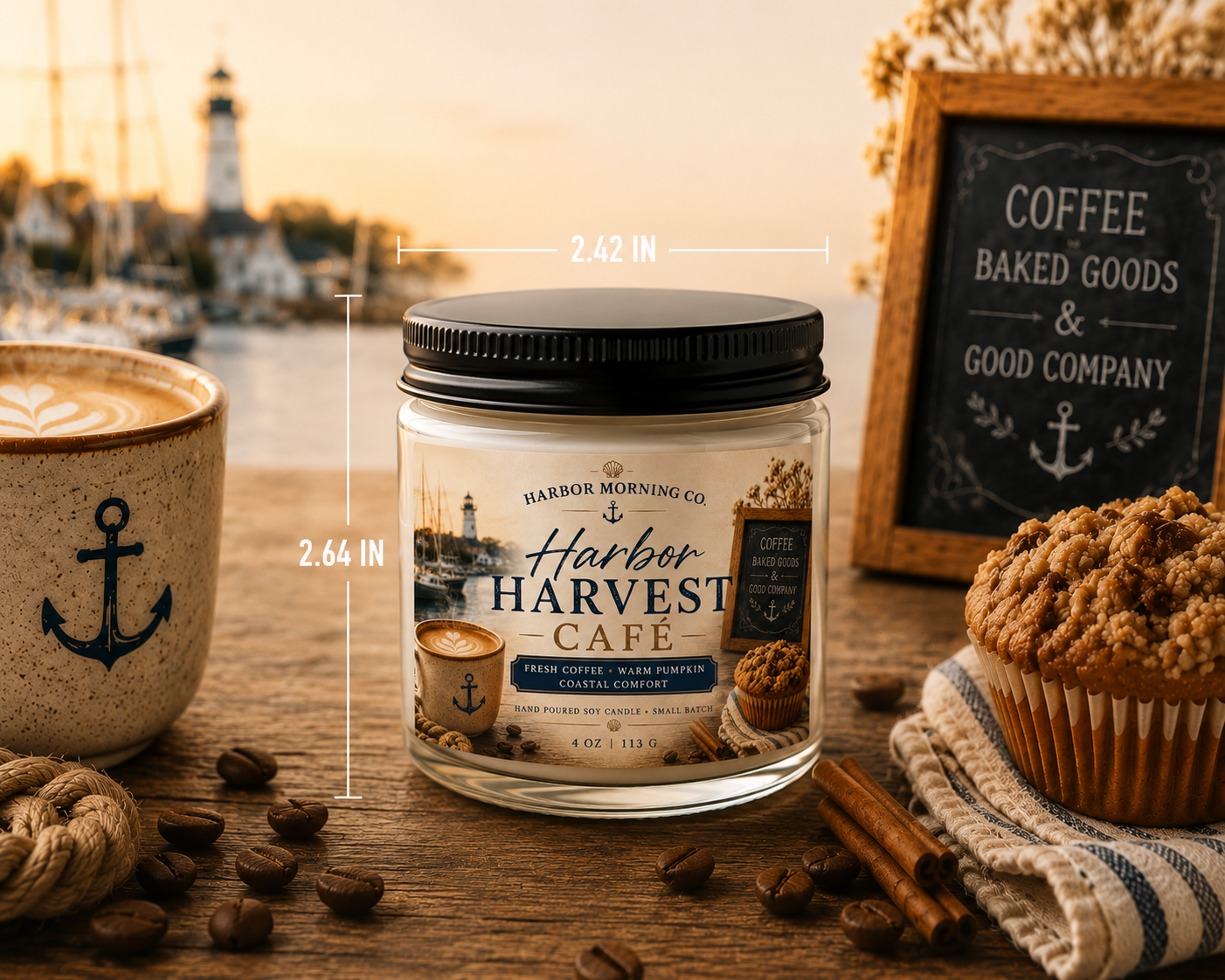 Harbor Harvest Café | Pumpkin & Fresh Coffee 4oz Soy Candle