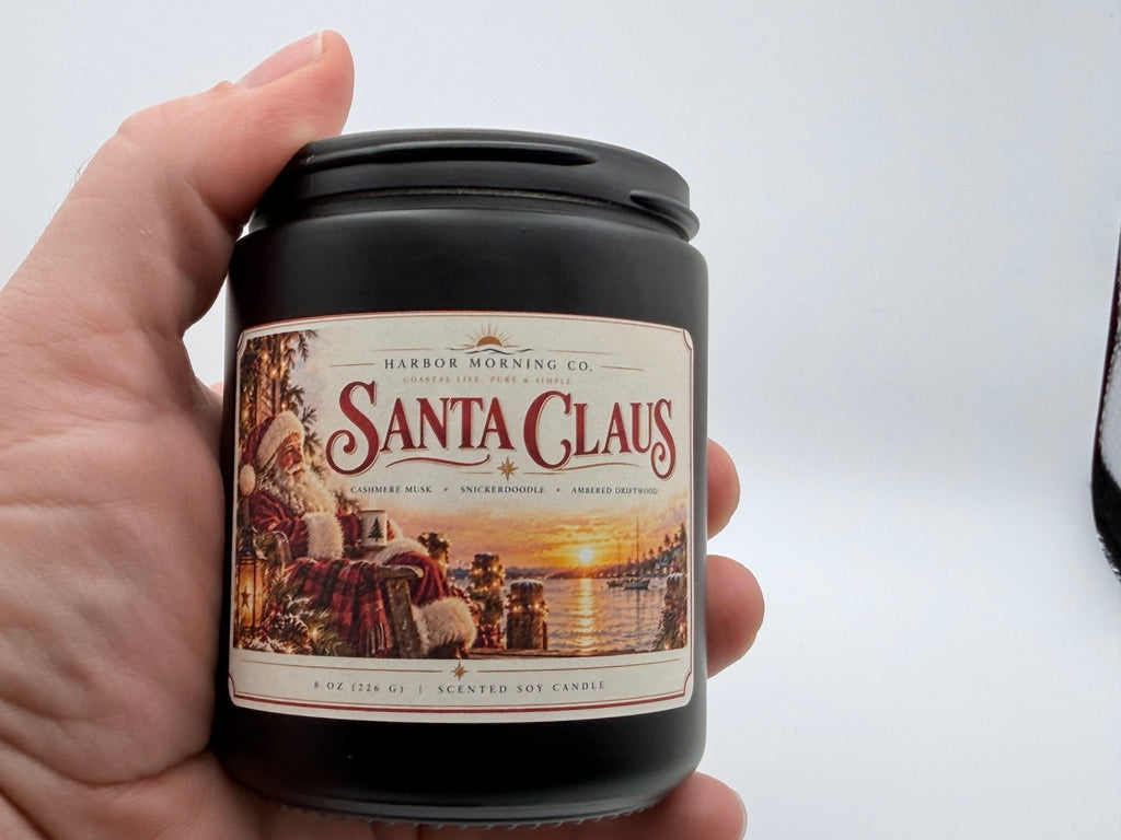 Santa Claus Christmas soy candle by Harbor Morning Co. product photo 4