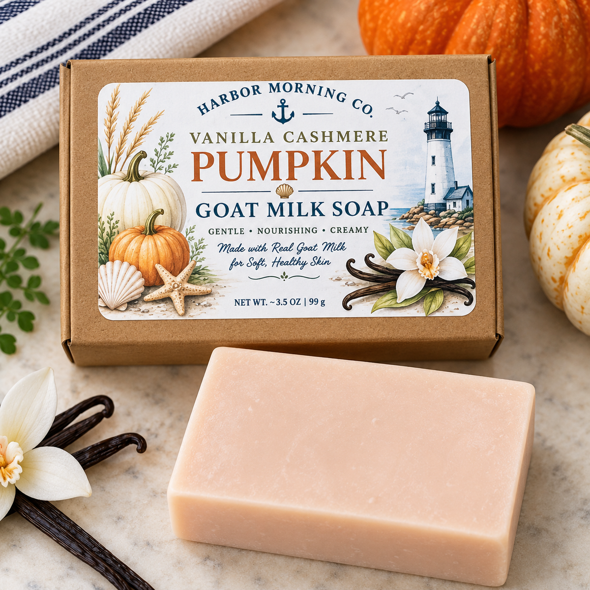 Harbor Morning Vanilla Cashmere Pumpkin Goat Milk Soap