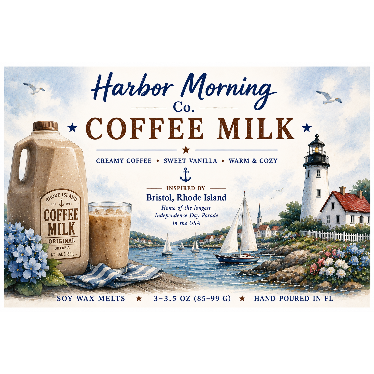 Coffee Milk scented wax melts by Harbor Morning Co.