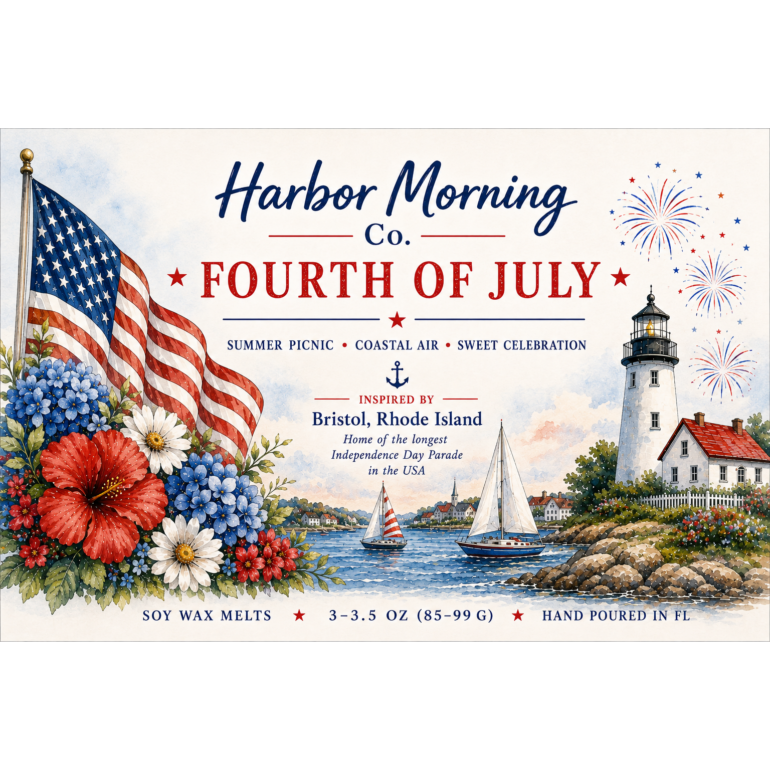 Fourth of July scented wax melts by Harbor Morning Co.